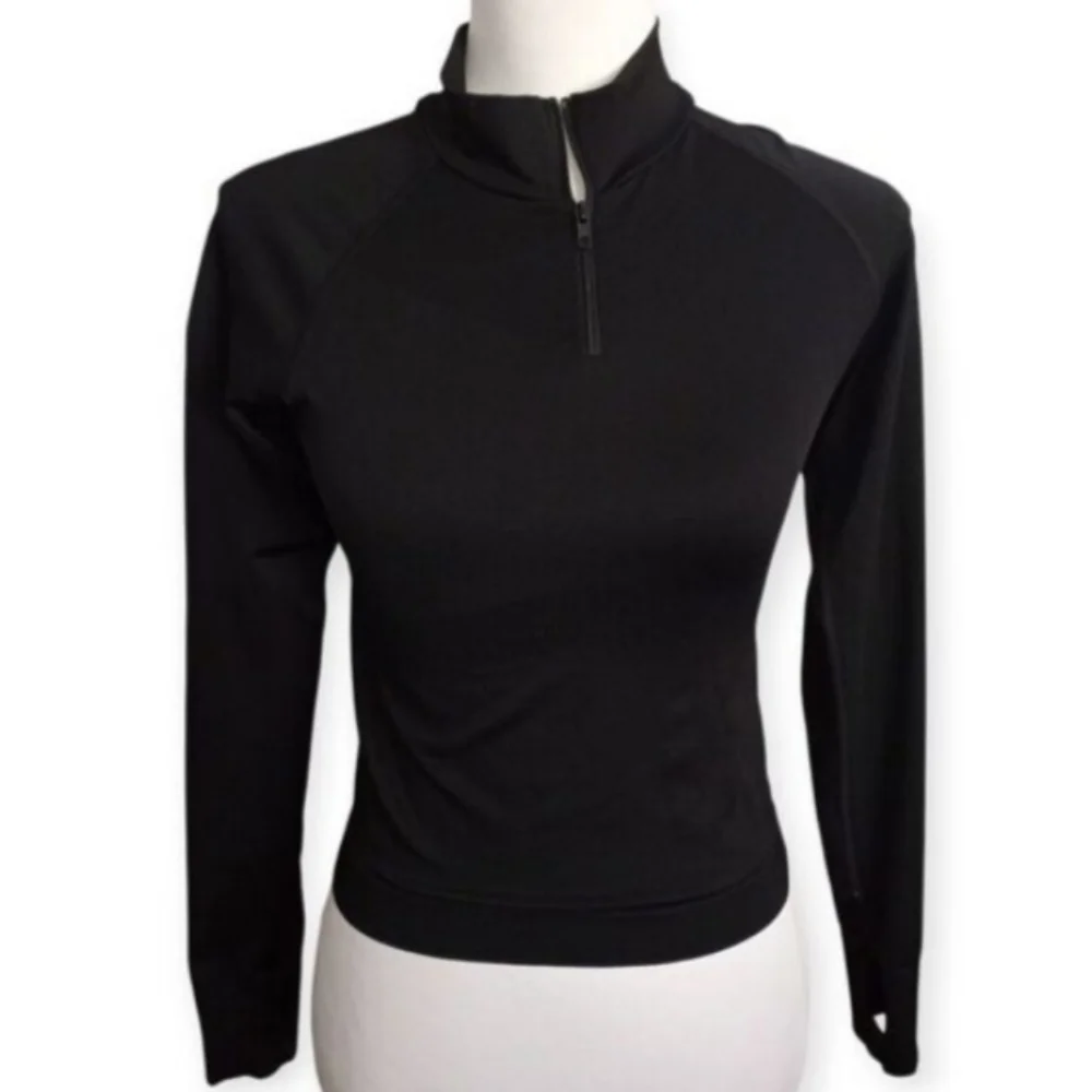 PINK Victoria's Secret Black Quarter-Zip Sweatshirt Sz.XS EUC. - Picture 3 of 8